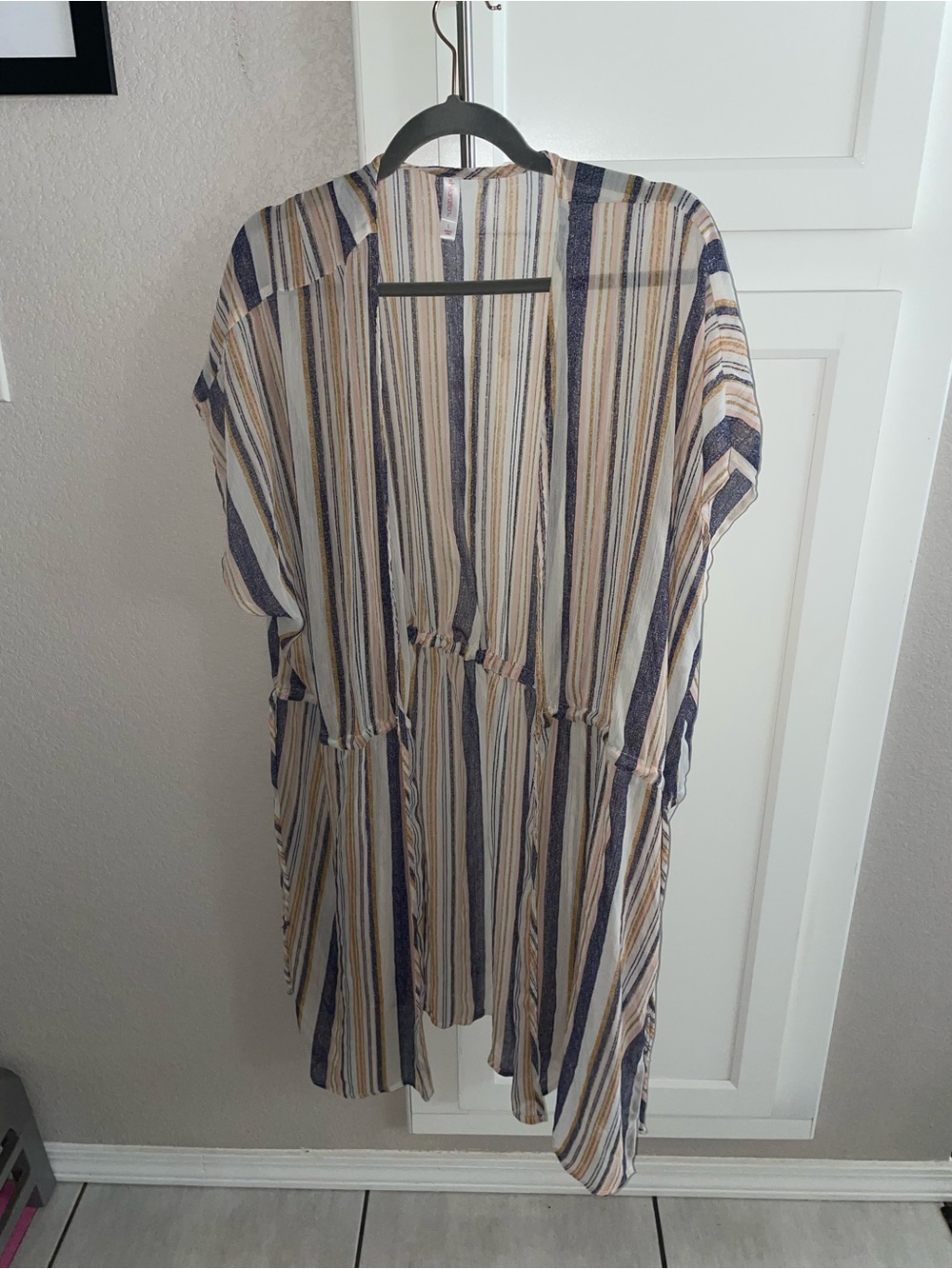 Striped Lightweight Kimono Cover-Up